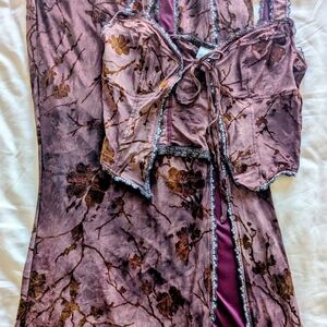 Daisy Mauve and Brown Floral Chemise Set